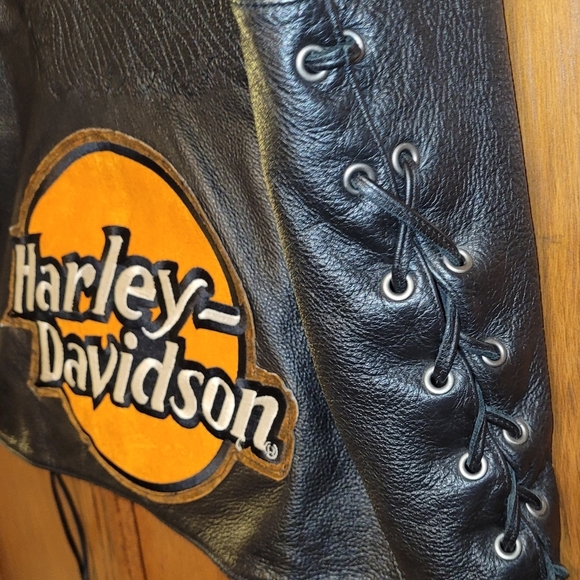 Wilson Leather Vest XXL Vintage Harley Davidson Patch Embossed - Picture 7 of 7